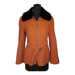 Vintage Utex Orange Wool Jacket with Black Collar